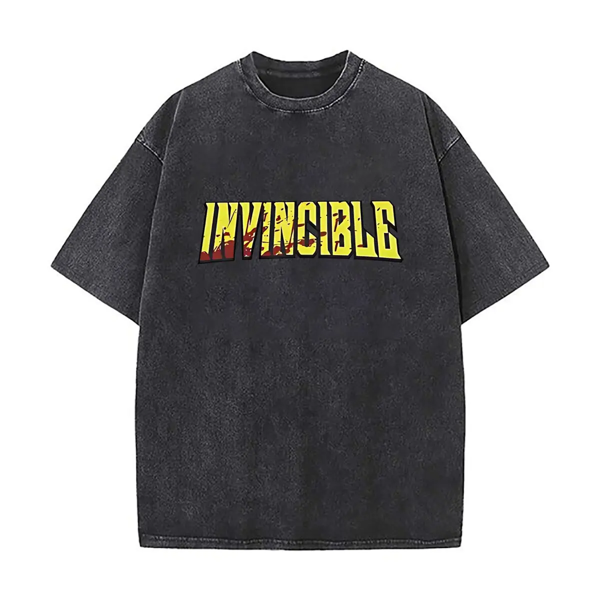 Invincible Quote” - Edgy Art, Symbol for Pop Culture Fans 2025 Heavy Men Washed Vintage Oversized T-Shirt