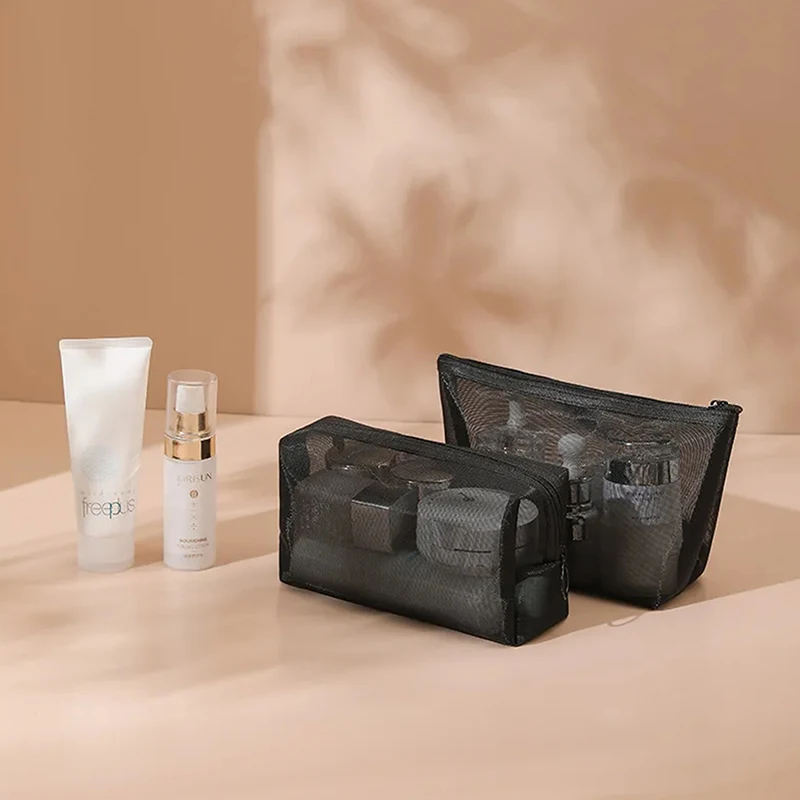 Borse per cosmetici trasparenti in rete piccola borsa per il trucco nera grande custodia per Organizer da viaggio portatile custodia per rossetto