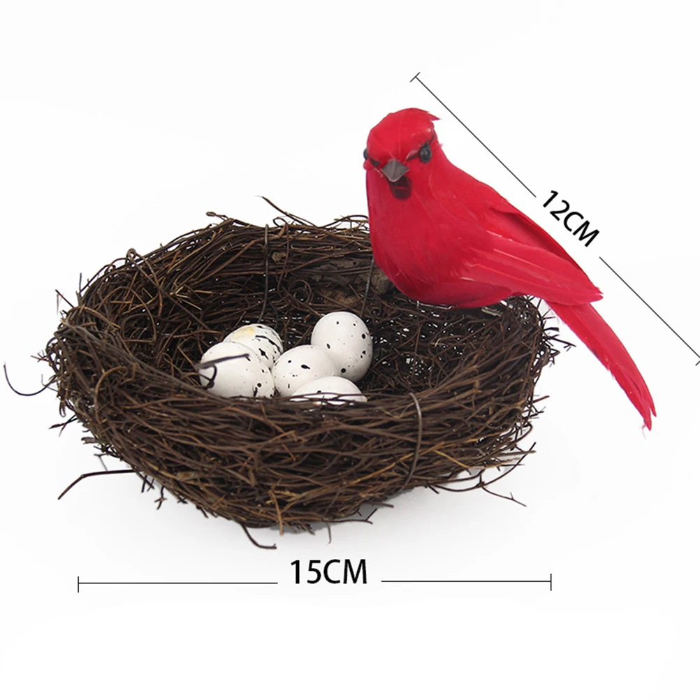 

Artificial Bird Nest Set with Bird Egg Decorations Home Bar Flower Photo Props DIY Micro Landscape Ornament Fake