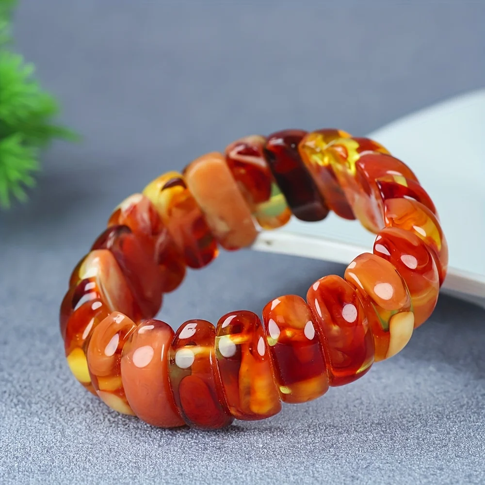 

Bohemian, hand row bracelet Lucky Lotus men's and women's amber flower bracelet