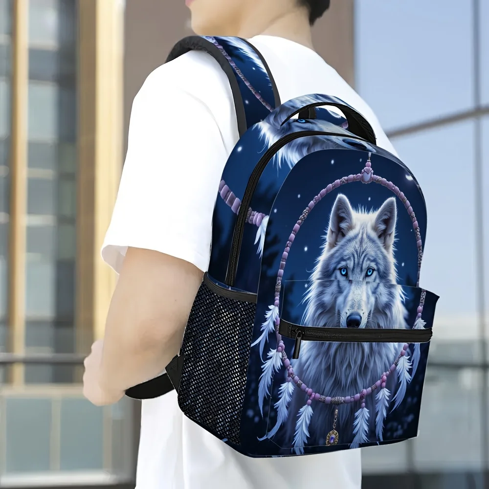 1pc Dream Catcher Wolf Backpack Trendy and Practical Perfect for Daily Carry School and Work for Teenager