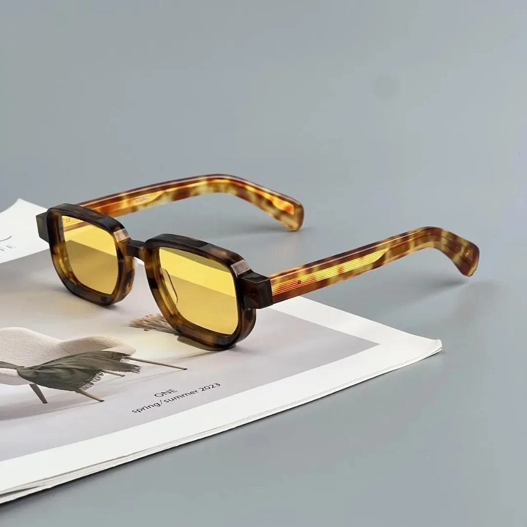 Men Hand‑crafted Series Square Sunglasses High Quality Acetate Frame UV400 Outdoor Driving Sun Glasses With Box