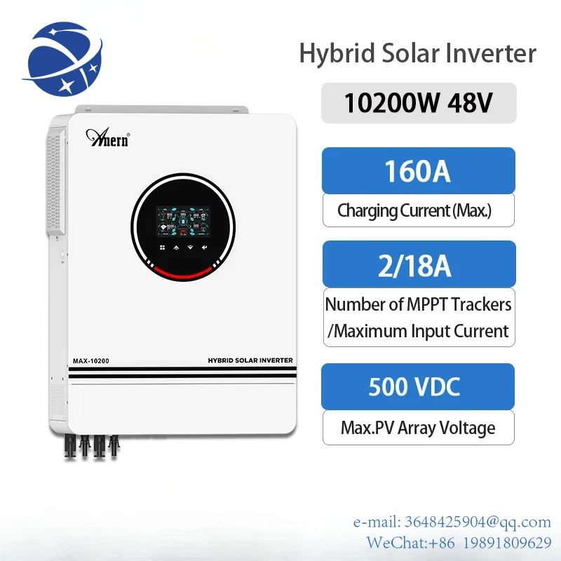 

YYHC Solar Inverter Hybrid 48v 10.2KW 8.2KW Off Grid Tie Inverter 180A MPPT Charger 240v Max PV 500V Pure Sine Wave