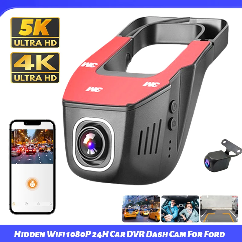 1080P Car Dashcam 4K 5K Video Recorder 24 Hours Front and Rear Car Camera Electronic Products Black Box APP Control Accessories