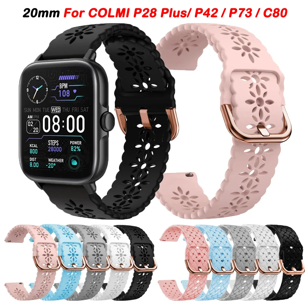 

Silicone Strap for COLMI P28 Plus P73 P42 C80 C61 I31 Watch Strap Soft Lace Sport Wrist Bracelet for Women Girl 20mm Watchband