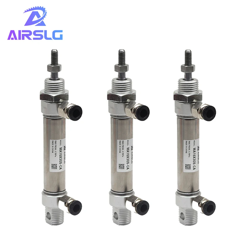 Built-in magnet Pneumatic Stainless Air Cylinder 16MM Bore 10-300mm stroke Double Action Mini Round Cylinders MA16x30S-CA-U-CM