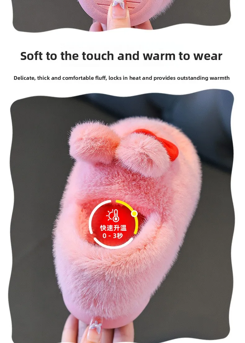 Kinder Winter Dicke Hausschuhe, Kinder Baumwollgefütterte Schuhe, Baby Warme Hausschuhe, Mädchen Süße Cartoon Kaninchen Tier Hausschuhe – Detail 9