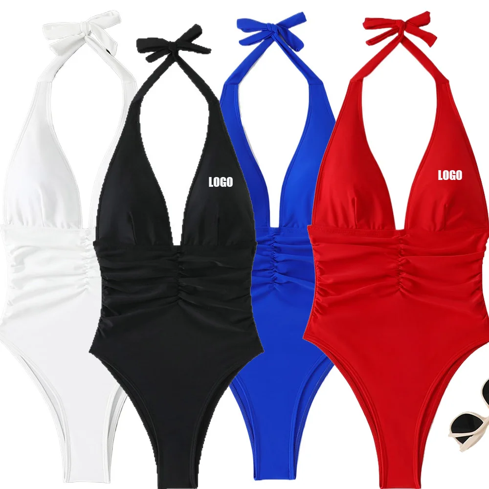 Customized LOGO European and American new sexy one-piece triangle beach hot spring swimsuit