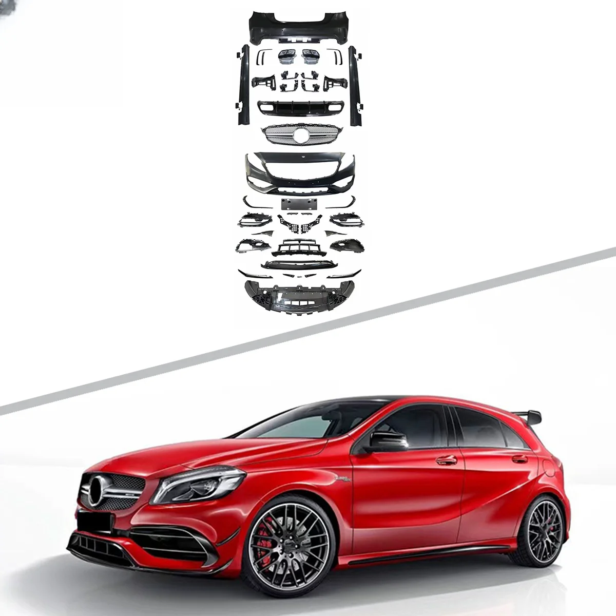 For BENZ W176 2013-2018 Hot Selling A45 AMG Style Car PP ABS Material Bumper Body Kit