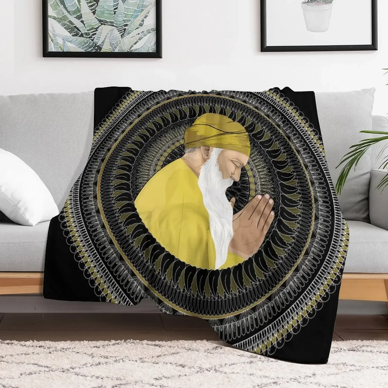 Waheguru Guru Nanak Dev Ji Mandala - SimmyGhatt Throw Blanket Multi-Purpose For Decorative Sofa bed plaid Thermal Blankets