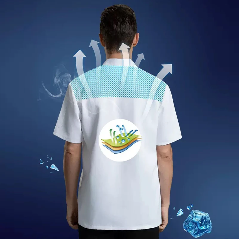 남성용 요리사 유니폼 여성용 음식 서비스 주방 요리 의상 레스토랑 쿡 재킷 통기성 흑백 요리사 복장