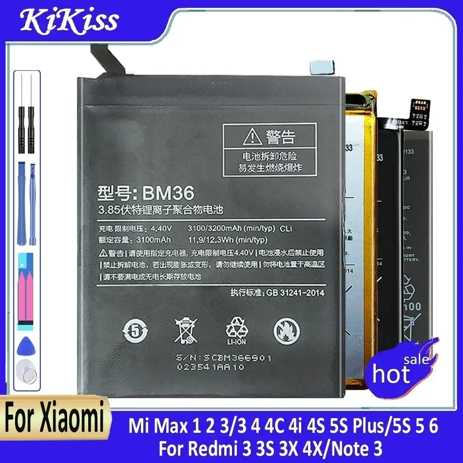 Battery BM22 BM31 BM32 BM33 BM34 BM35 BM36 BM37 BM38 BM39 BM46 BM47 BM48 For Xiaomi Redmi MI 5 4i 3 4 Note Pro 4C 5C 4S 6 4X 3S