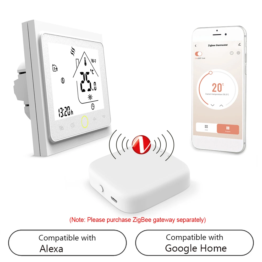 Tuya ZigBee3.0 Smart Thermostat 5A Weekly Programmable Temperature Controller APP Control Voice Control Compatible with Alexa/