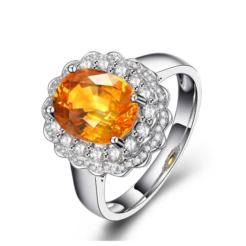 Luxurious Temperament Cluster Zircon Yellow Crystal Open for Women Colorful Gemstone Adjustable Ring