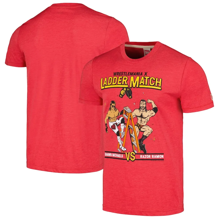 Men\'s Homage Heather Red X Shawn Michaels vs. Razor Ramon Tri-Blend T-Shirt