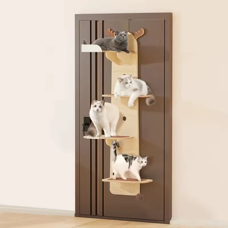

High Quality Modern Cat Tree Wall Climbing Frame Solid Wood Wall Mounted Cat Scratcher Shelf Hammock Made Durable PET Carton