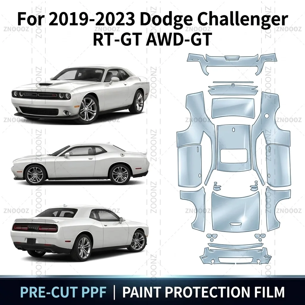 For 2019-2023 Dodge Challenger RT-GT AWD-GT Precut PPF Paint Protection Film TPU Self Full Vehicle Glossy Clear Matte Black