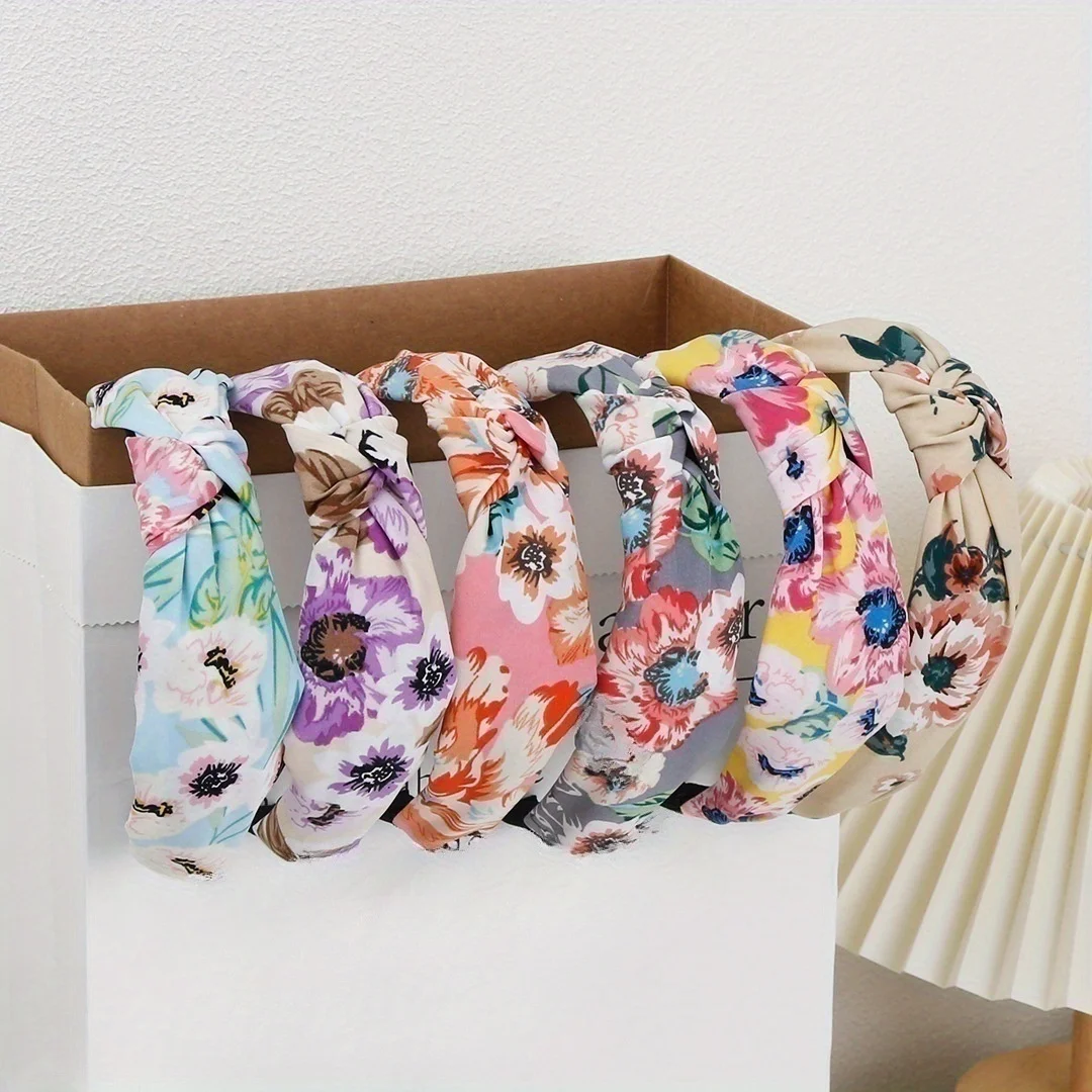 

Ethnic Bohemian Hairband Hair Hoop Floral Print with Cross Knot for Resort Vacation Spring Summer Beach Party Hair Accessories