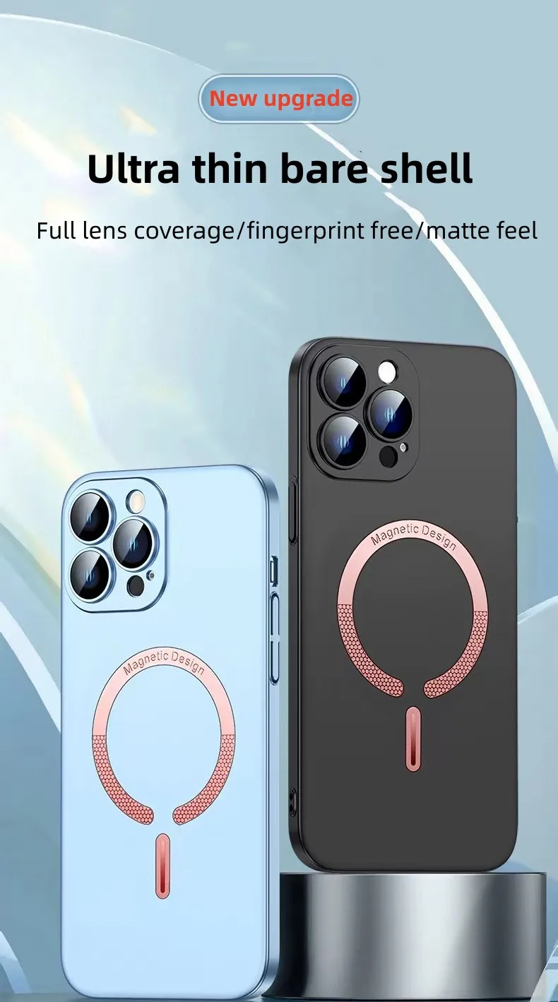 Magnetic wireless charging case suitable for iPhone 12promax 13 14 series lens protection film ultra-thin phone case