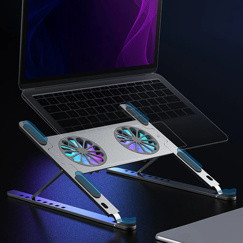 وسادة تبريد للكمبيوتر المحمول، حامل كمبيوتر محمول قابل للتعديل، مبرد ألعاب مع مروحة USB مزدوجة تبديد للاستخدام الطويل #4