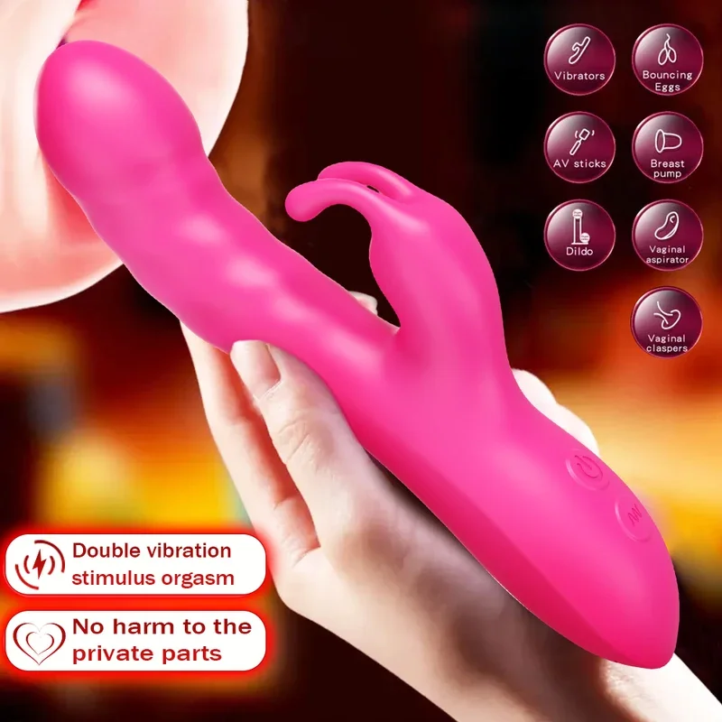 Powerful Rabbit Vibrator Female G Spot Clitoris Stimulator Vagina Nipple Massage Dildo Silent Adults Sex Toy for Women