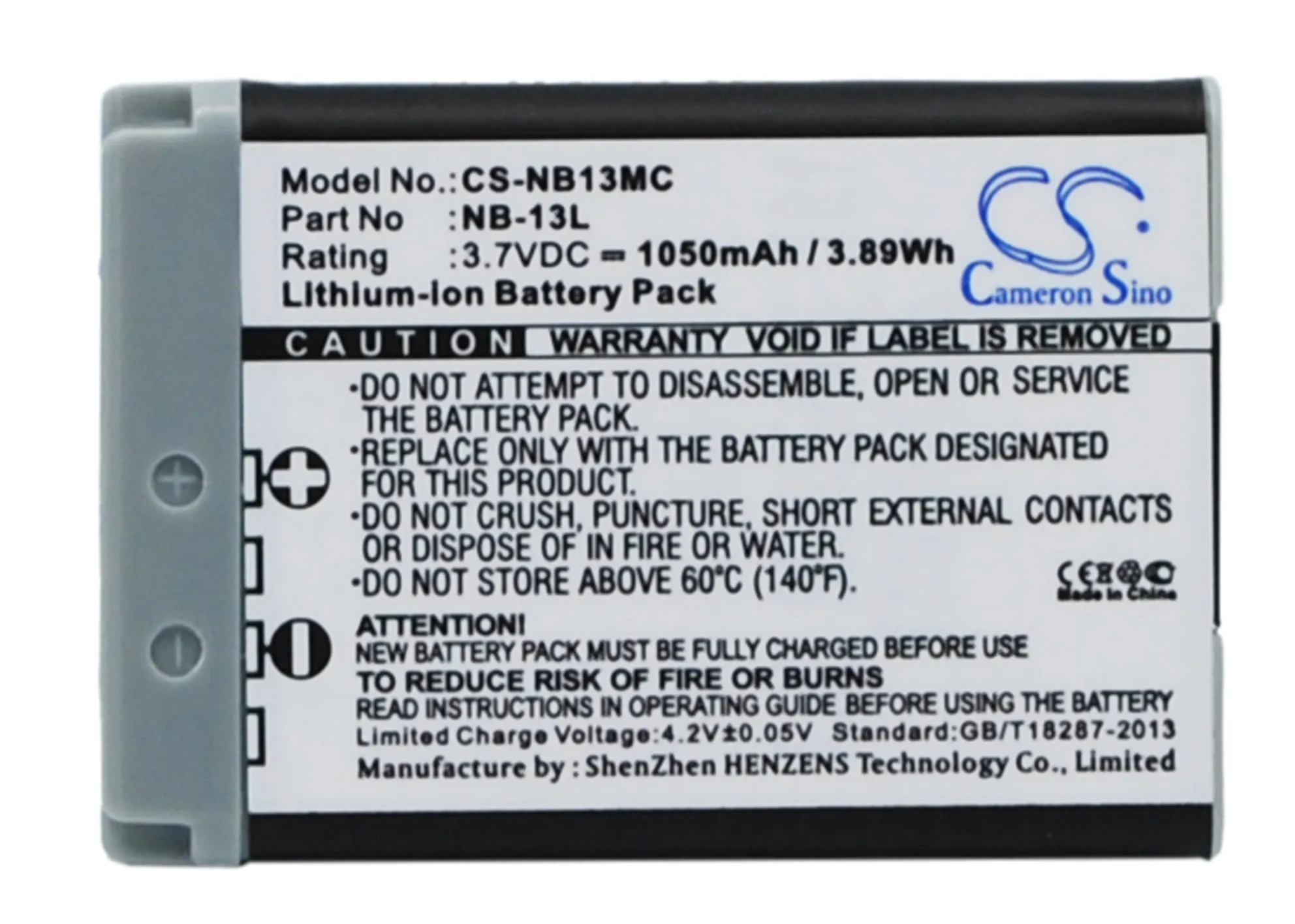 Li-ion Camera Battery for Canon 3.7v 1050mAh