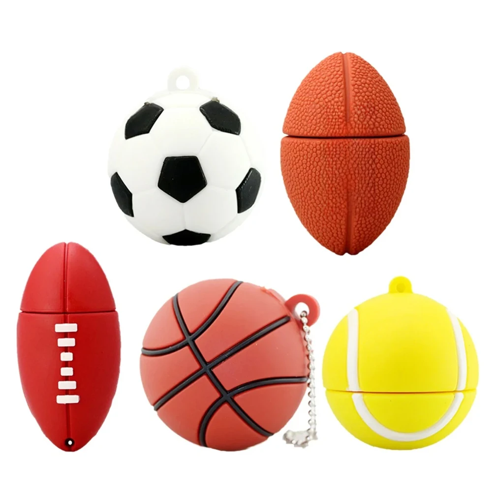 

Basketball USB 2.0 Flash Drives 128GB Football Memory Stick 64GB Rugby Pen Drive 32GB Tennis Pendrive Key Chain Creative Gift
