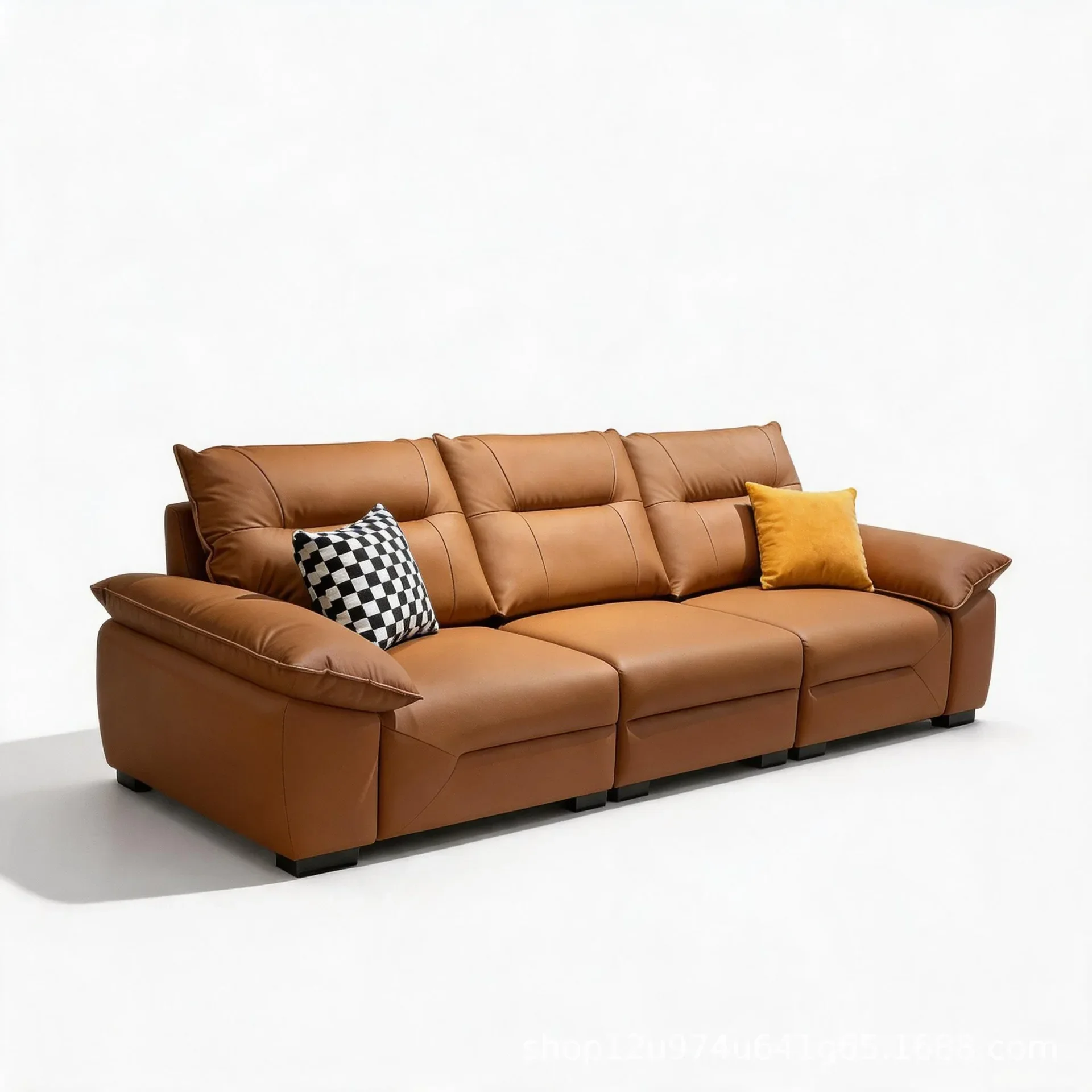 Simple Leather Fabric Economical Italian Retro Soft Sofa Light Luxury Minimalist Sofab21