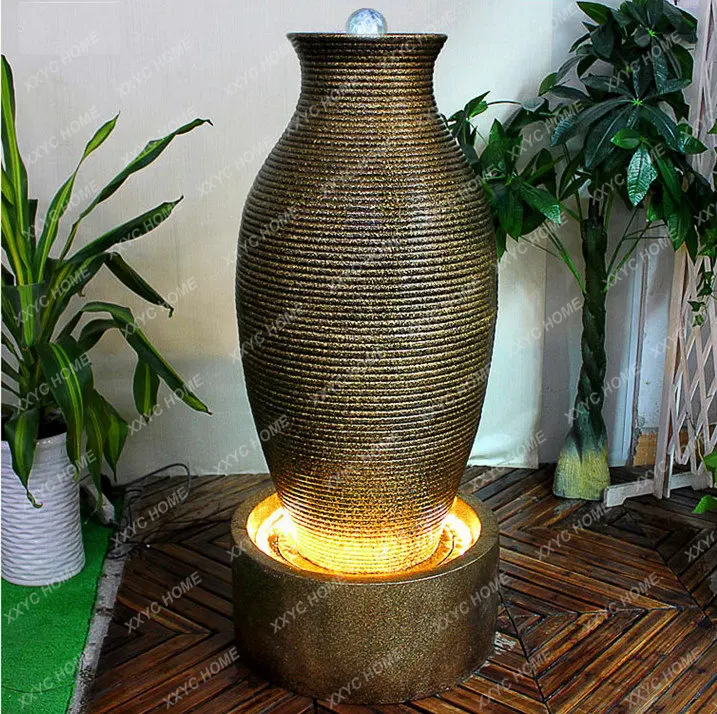 Water Fountain Creative Home Feng Shui Ball Lucky Treasure Bottle Crafts European Living Room Decoration Humidifier Bonsai