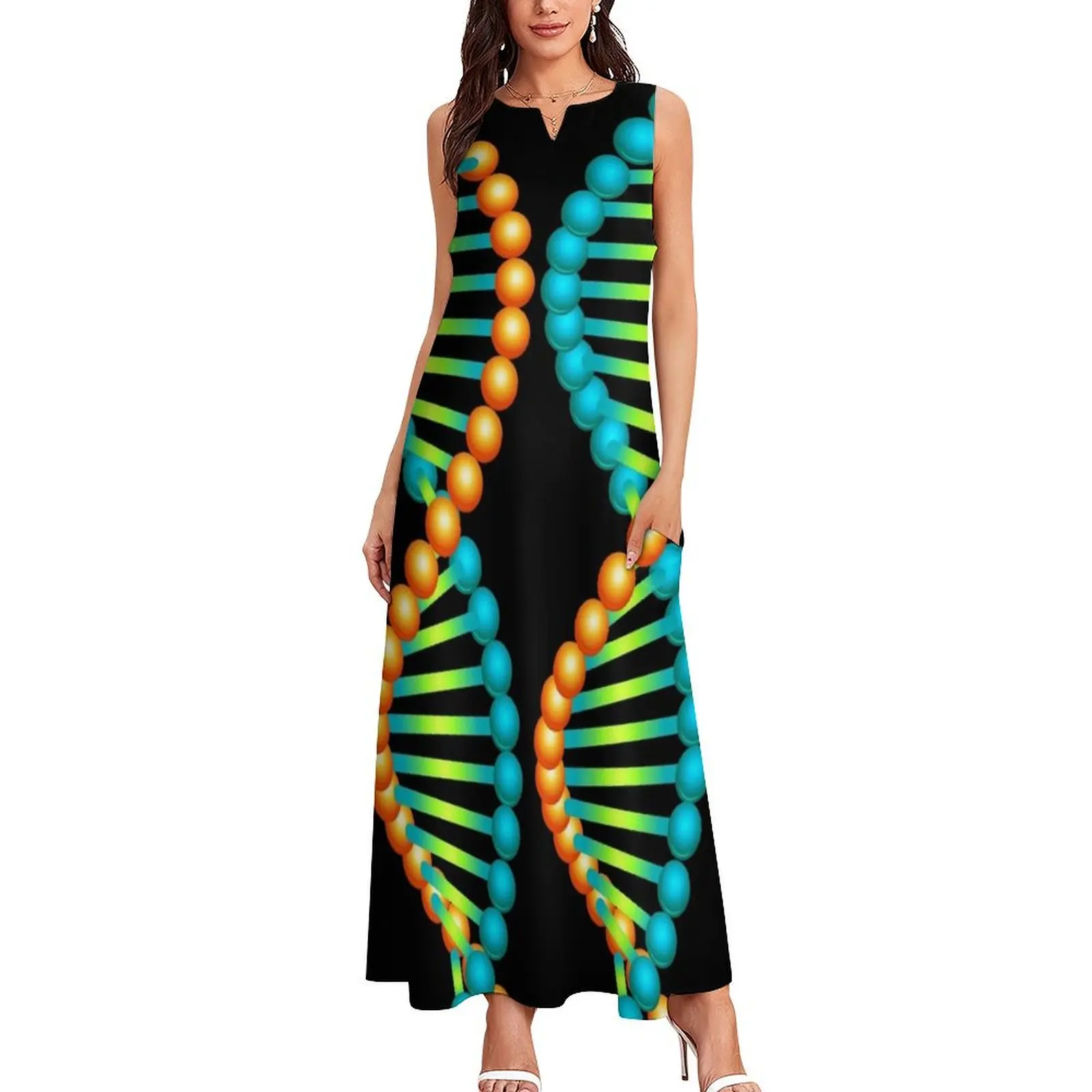 DNA helix Long Dress beach outfits for women elegant party dress for women 2025