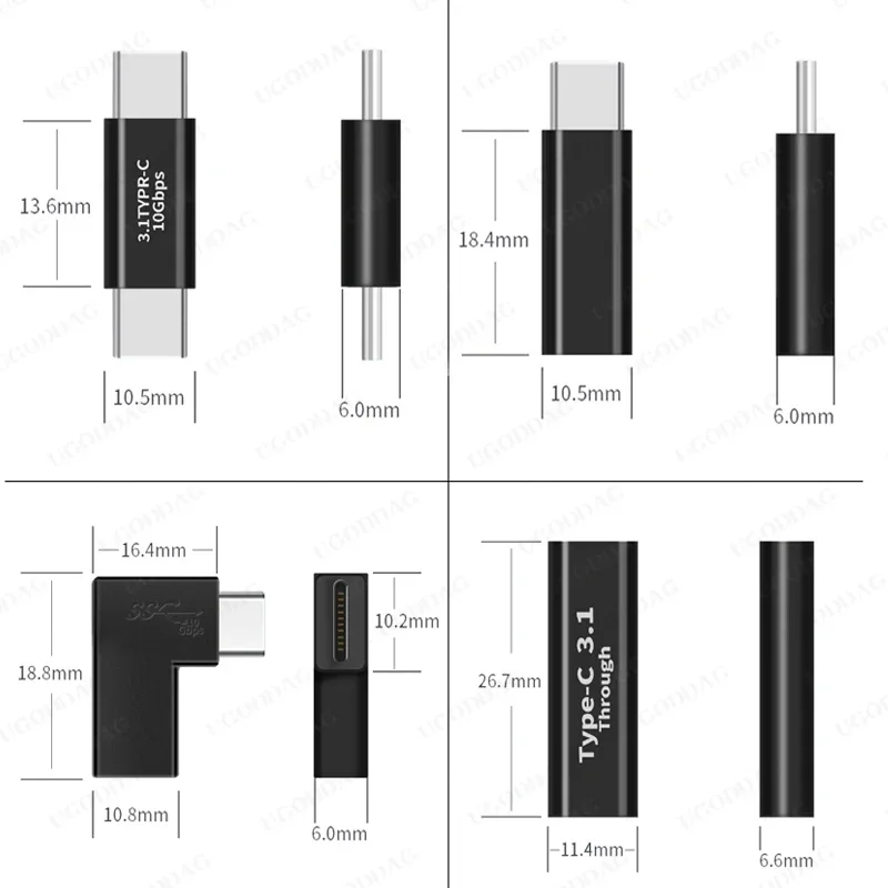 USB 3.1 Type C Adapter Female To Male Converter 10 Gbps USB C Charge Data Sync Extension Connector Plug for Laptop Tablet Phone