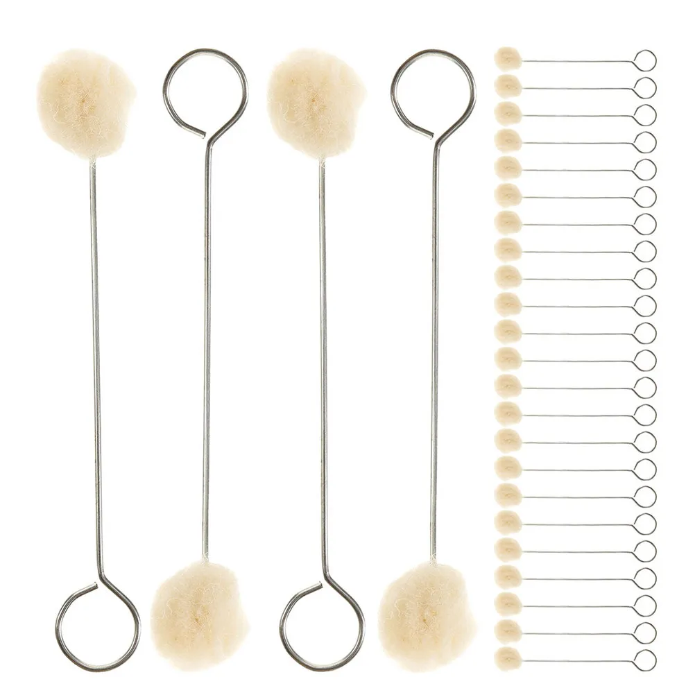 40Pcs Wool Ball Brush Iron Handle Gentle Cleaning Dye Applicator Multipurpose Home Leathercraft Wool Daubers Metal