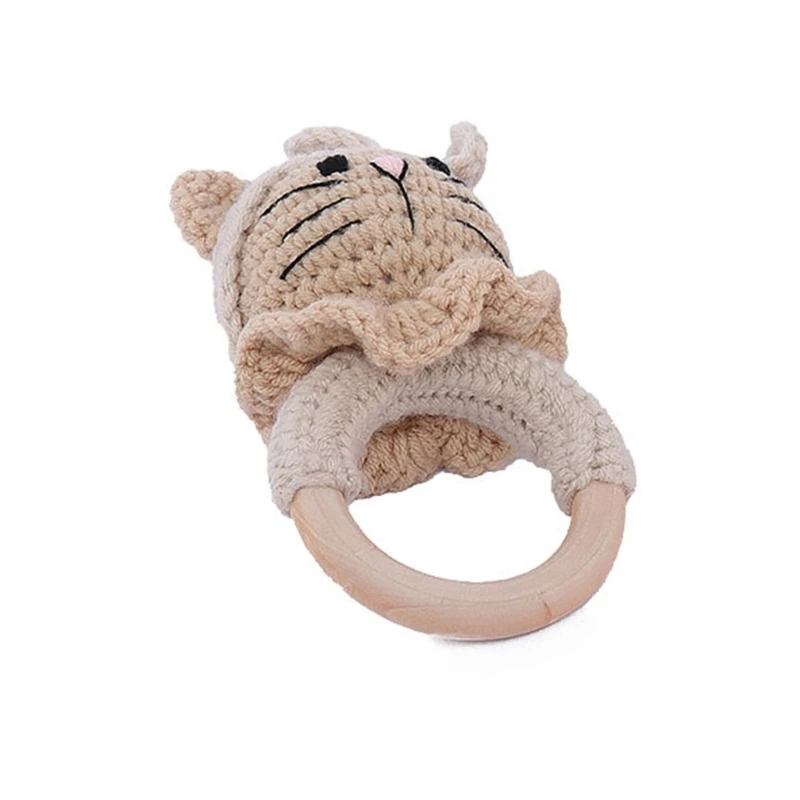 Jouet dentition en forme d'animal dessin animé mignon jouet en tricot hochet poche en forme d'animal dessin animé