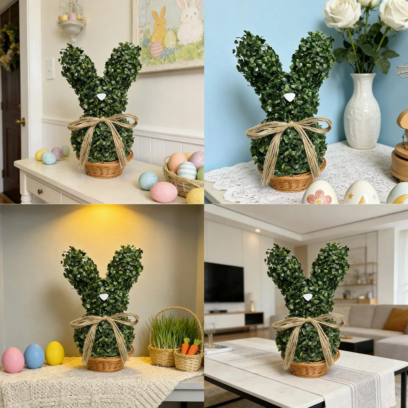 

Поддельная зелень, милый пасхальный декор, съемное искусственное пасхальное дерево с кроликом для сада, балкона, спальни, обеденного стола, прихожей