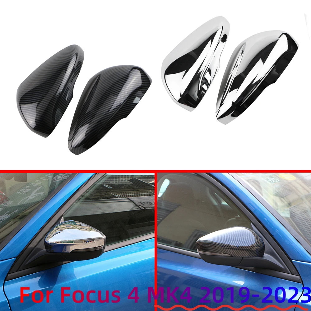 

Rearview Side Mirror Cover for Ford Focus MK4 2019-2023 ABS Wing Cap Sticker Exterior Door Rear View Case Trim Carbon Fiber Look