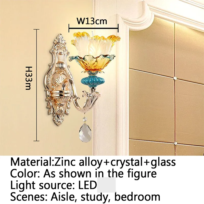 WPD-Lámpara de pared de cristal de lujo, iluminación europea para sala de estar, dormitorio, mesita de noche, fondo, pared, pasillo, Villa, Hotel