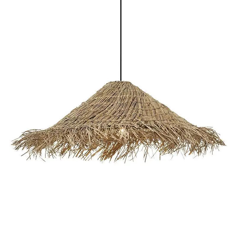 Imagem -05 - Japanese Loft Straw Hat Pendant Lights Handwoven Home Decor Iluminação do Restaurante Lâmpadas Suspensas Lustre Clássico E27