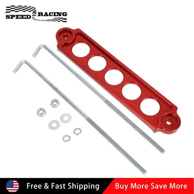 

Заготовка для аккумулятора Алюминиевый сплав Кронштейн для крепления аккумулятора + болты J-образных крючков Легко устанавливается Красный