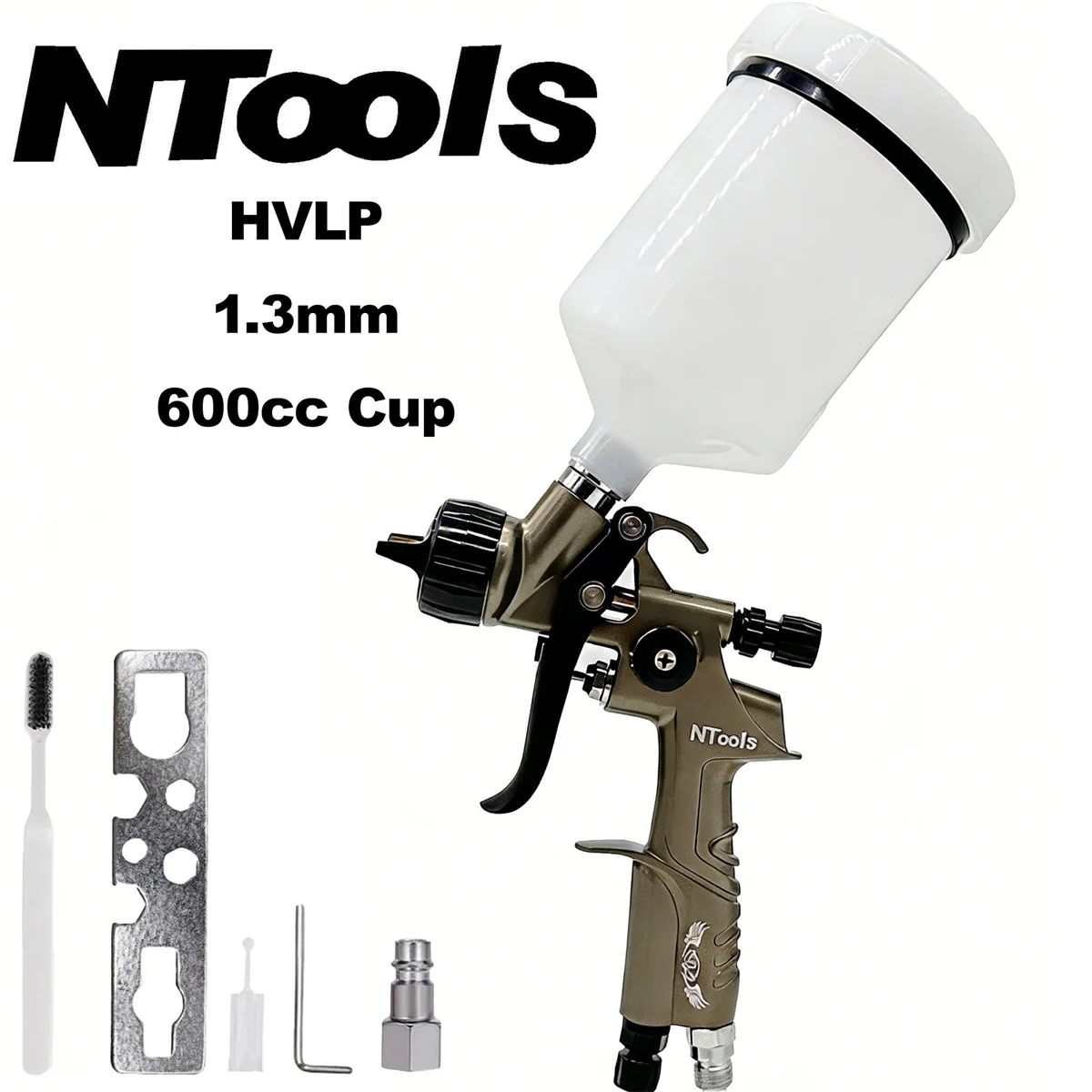 HVLP Car Paint Spray Gun 1.3mm Nozzle 600cc Gravity Feed Tank Air Spray Gun for Water Based Paint Oil Paint Auto Repair Airbrush