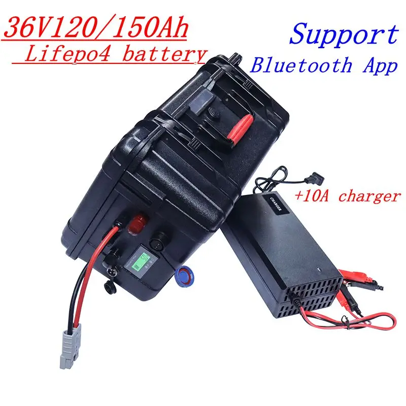 

36V 100Ah 120Ah 150AH 100A 120A 150A lifepo4 lithium battery pack with bluetooth BMS for 2000W 3000W 4000w golf cart boat