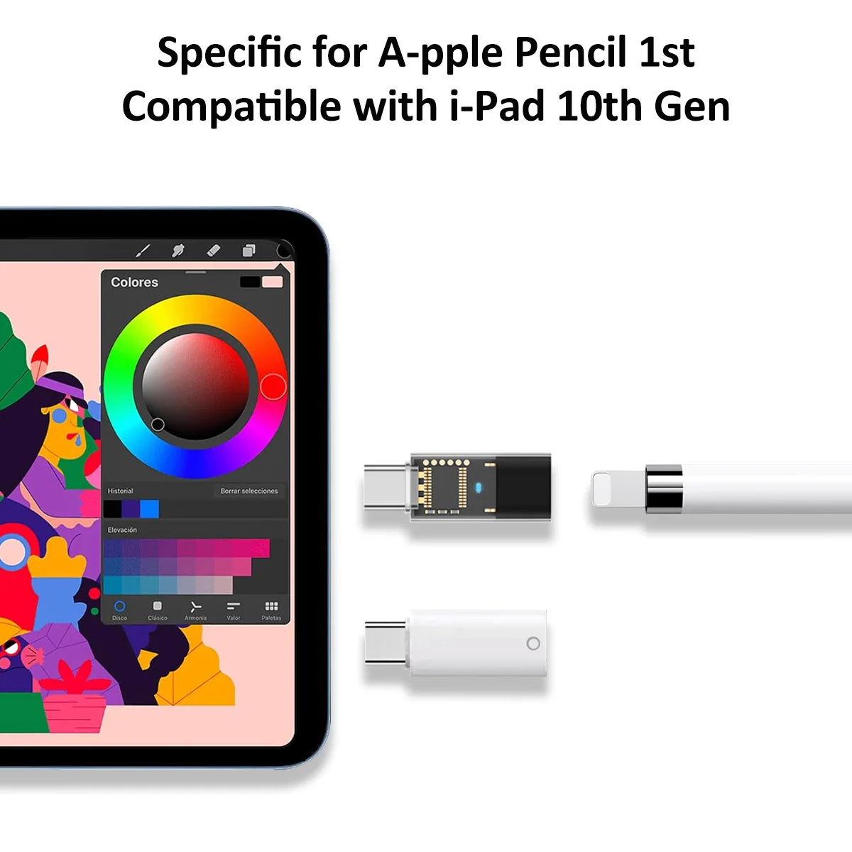 محول قلم رصاص USB C لقلم Apple الجيل الأول من النوع c إلى محول شاحن IOS iPencil Dongle موصل لجهاز iPad 10 Gen