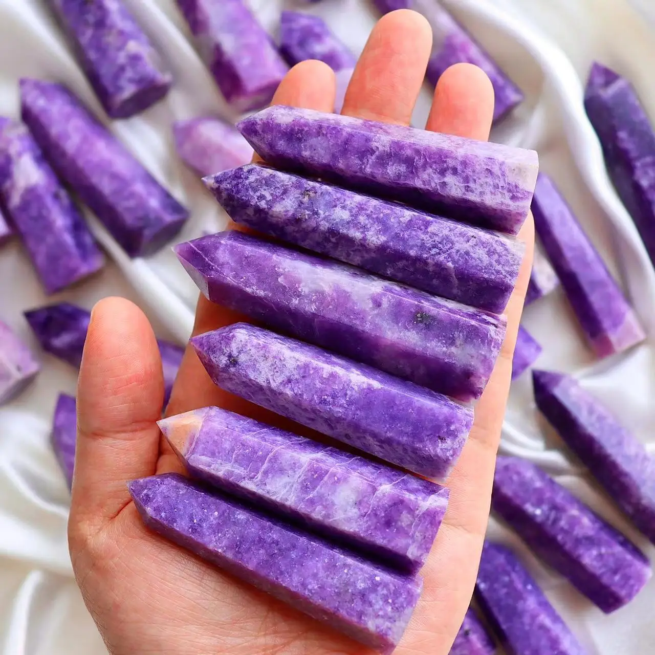 

1pc Natural Crystal Lepidolite Tower Home Decoration