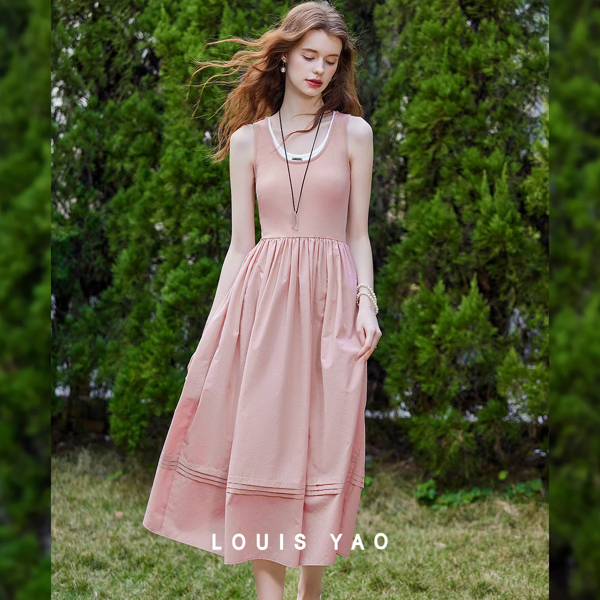 

Contrasting Colours Vest Dress 2025 Summer Fake Two Piece Long Sleeveless Women's Dresses New Women's Clothing Chic Street Wear