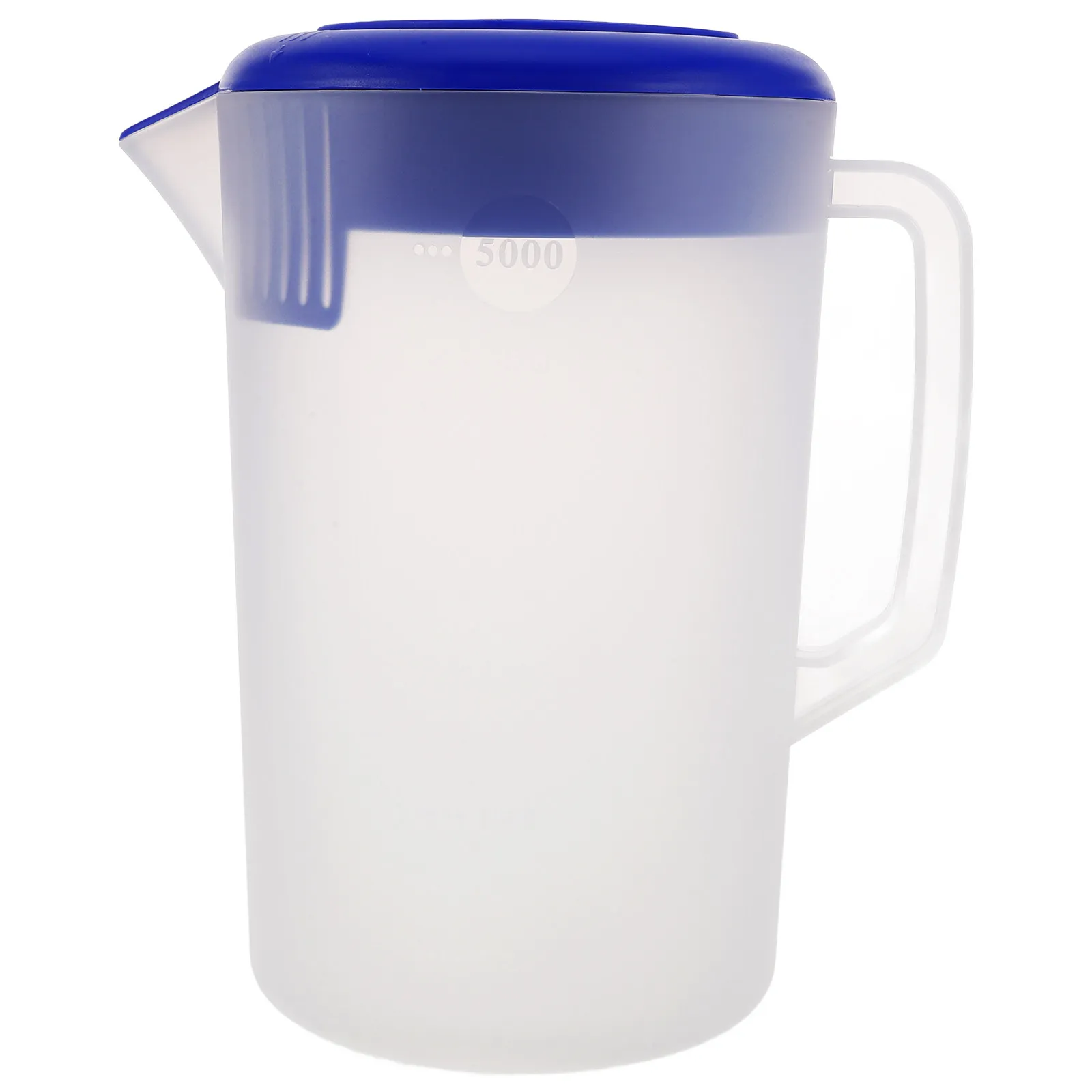 

Large Capacity Frosted Water Pitcher Plastic Pitcher 5L Lid Handle Spill Proof Juice Tea Carafe for Party Home Fridge Use