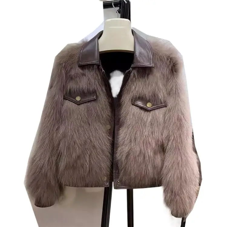 

2025 Women's Clothing Korean Style Fashion Faux Fox Fur Fur Coat Winter New 1115