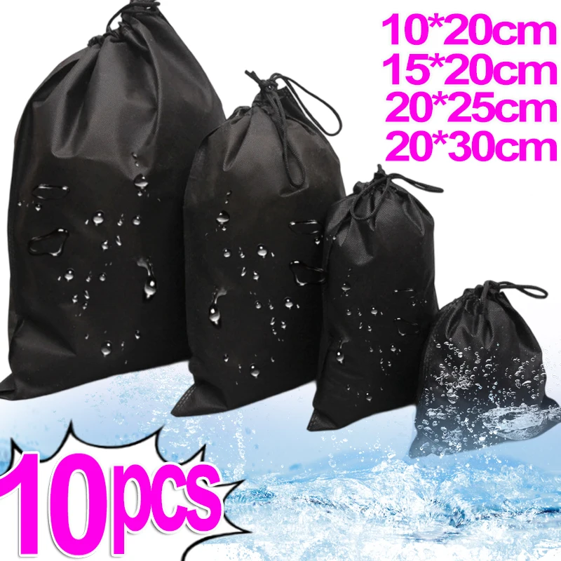 

1/10Pcs Sport Travel Drawstring Bag Waterproof Oxford Cloth Storage Organizer Black Dustproof Pouch for Shoes Gym Travel Pouch