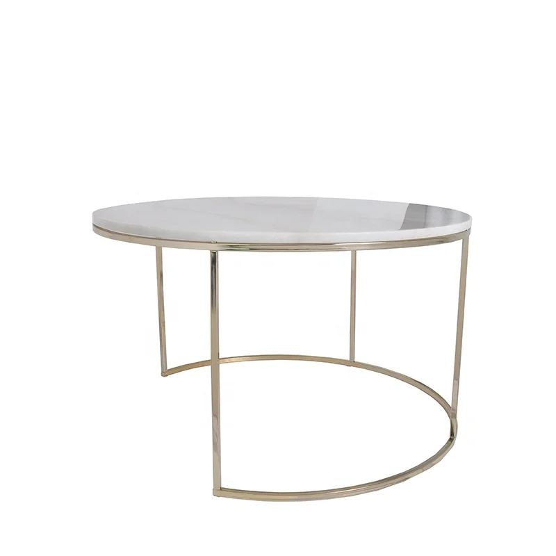 custom.2023 Hot Selling Good Quality Marble Table Top with Pvd Coating with Shiny Color   Iron Leg Coffee Table Sets