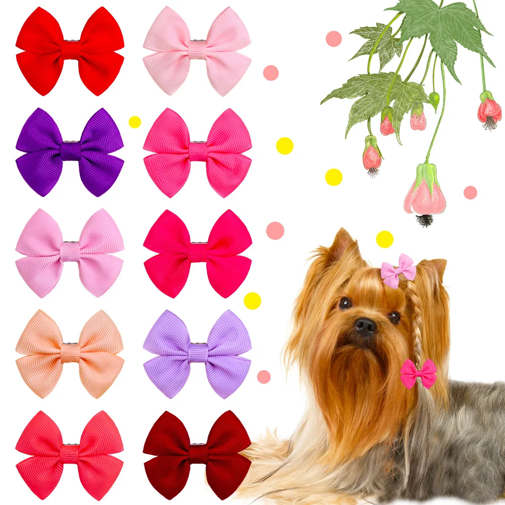 10pcs Dog Bows Solid Dog Accessories Small Dog Hair Clips  Dog Grooming Products Pet Dog Hair Accessories Pet Suplies For Dogs