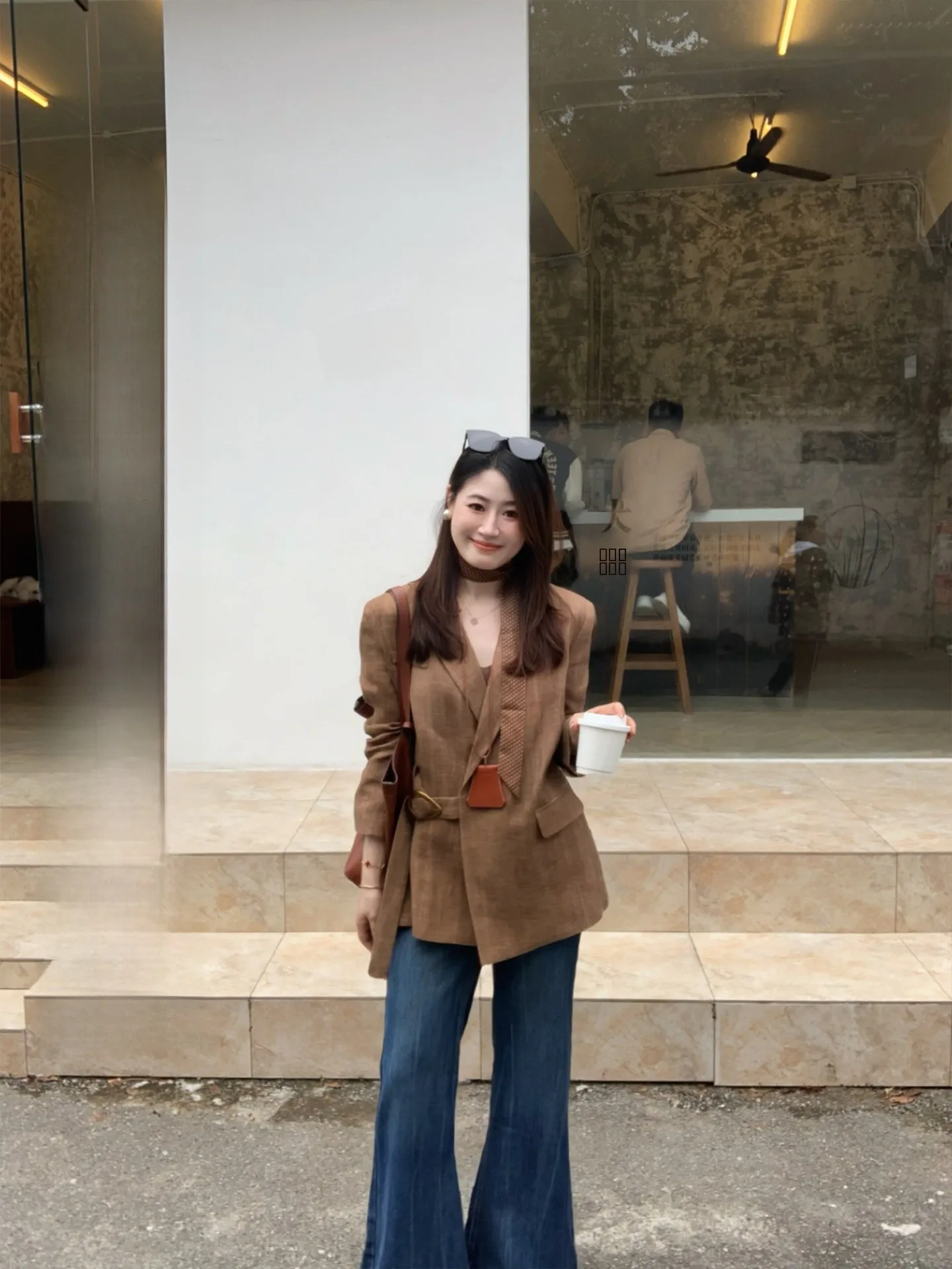 

one Brown Classic Faionable Women's Suiting Jaet Autumn Winter Commute Aosphere Sensation Versatile Sli Outerwear