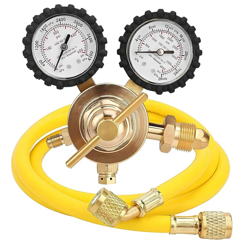 ABUN-Nitrogen Regulator With 0-600 PSI Delivery Pressure,Hose CGA580 Inlet Connection And 1/4In Male Flare Outlet Connection